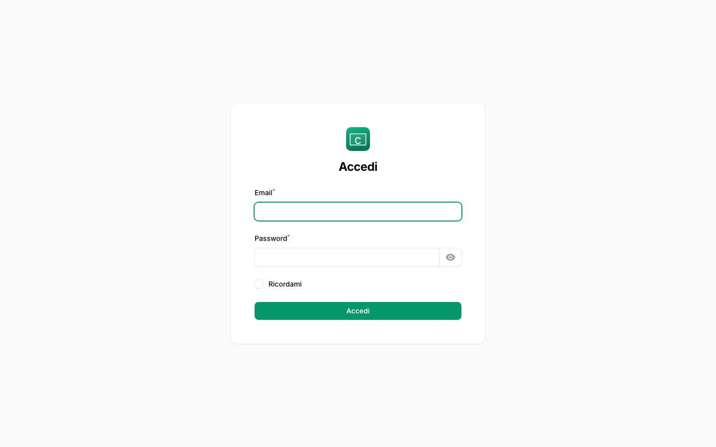 Login pannello amministrativo