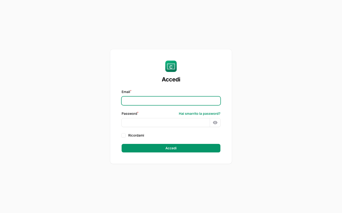 Login pannello amministrativo
