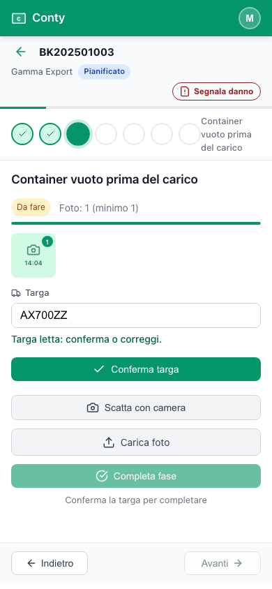 La targa letta, in attesa di conferma